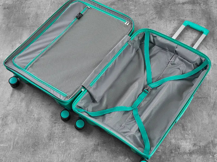 Tulum Medium Suitcase in Turquoise opened