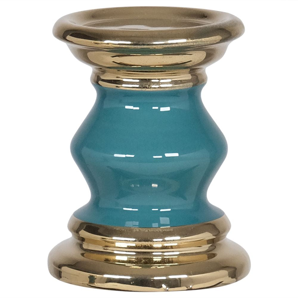 Teal and Gold Small Candle Holder