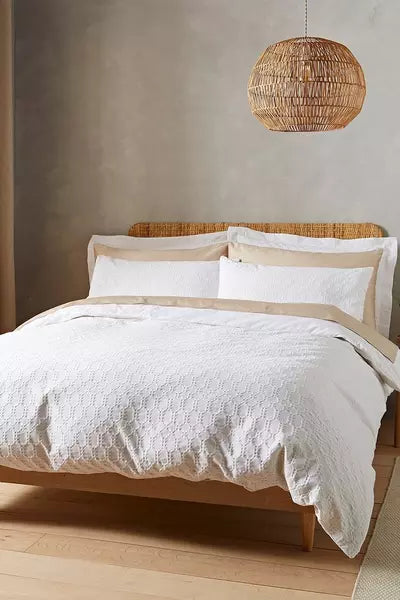 Waffle Cotton Circle White Double Quilt Set Bianca