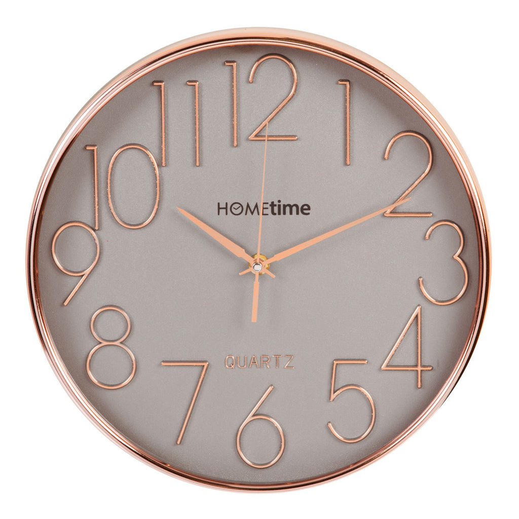 Wall Clock Hometime Round Plastic Gold Raised Numbers