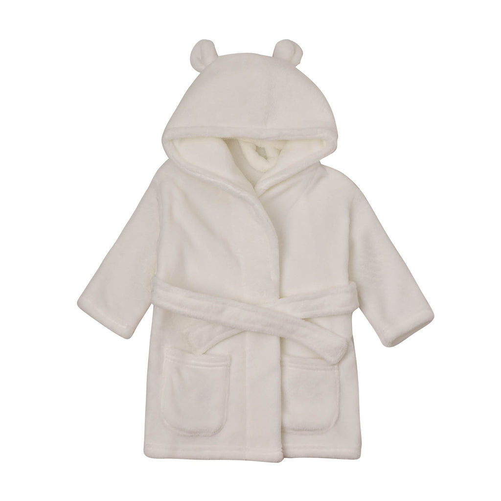 CG1682W Bambino Babys Dressing Gown White 3-6 Months - front of dressing gown pictured
