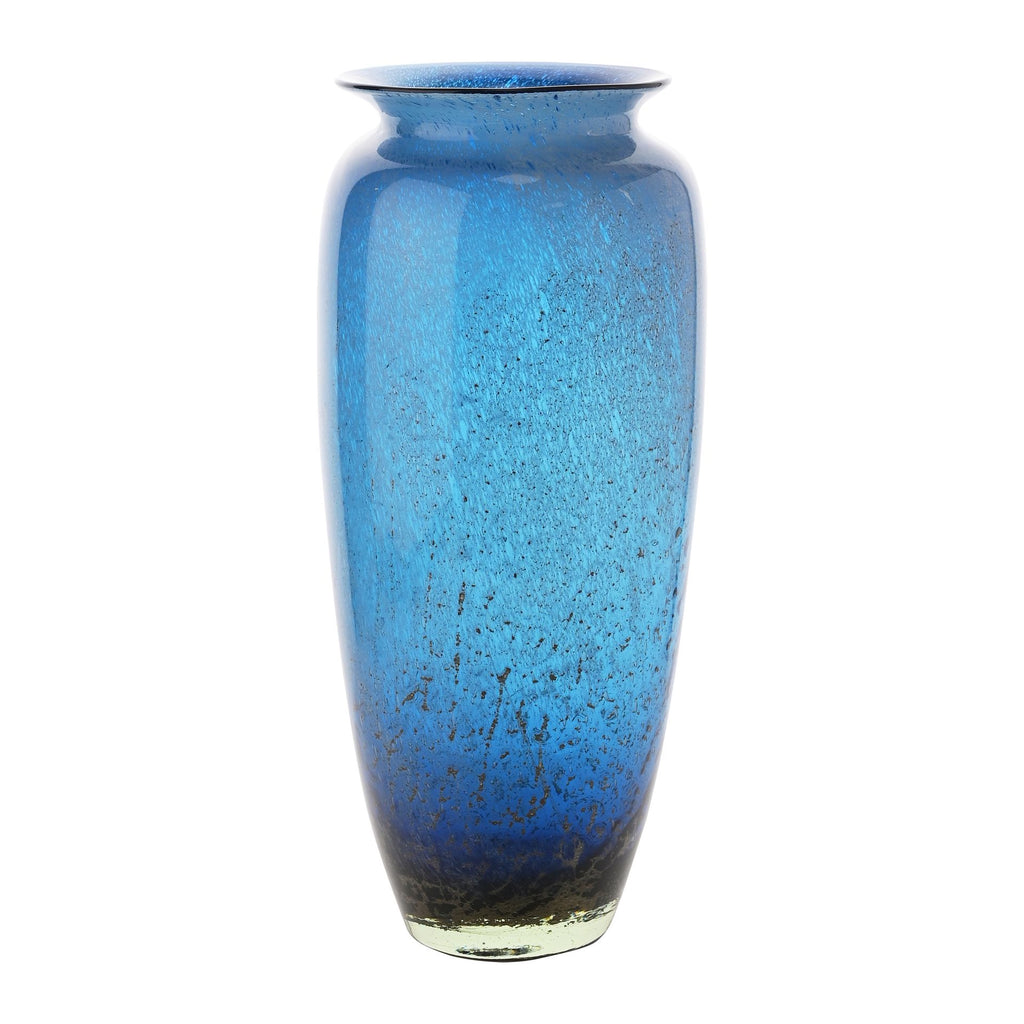 GV532 Tall Glass Vase Blue & Brown - blue and brown tall glass vase pictured