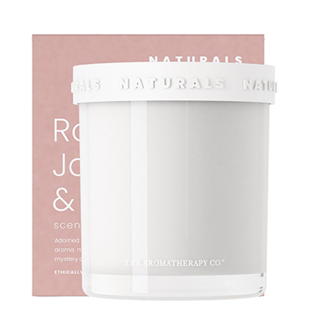 IT04175 Naturals Candle 400G Rose Jasmine & Oud - candle pictured in front of the packaging