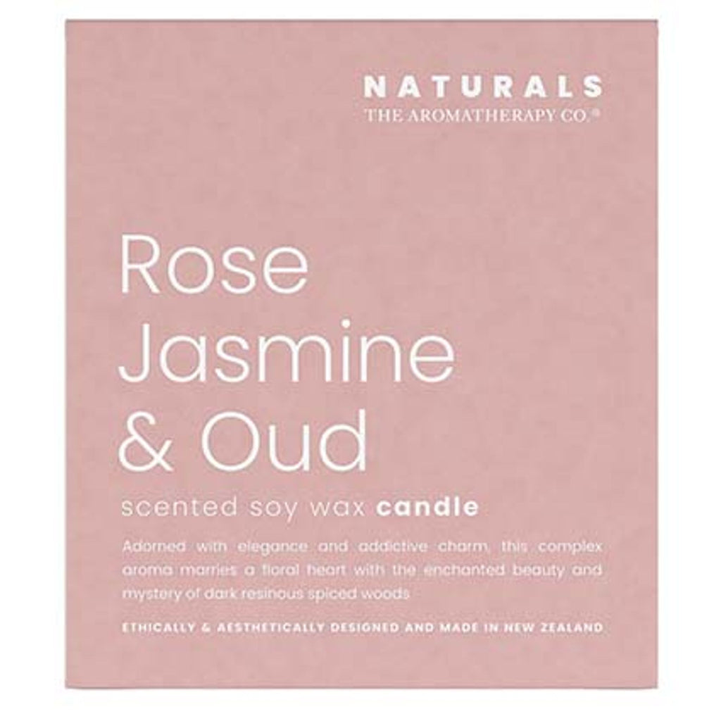 IT04175 Naturals Candle 400G Rose Jasmine & Oud - packaging of candle pictured