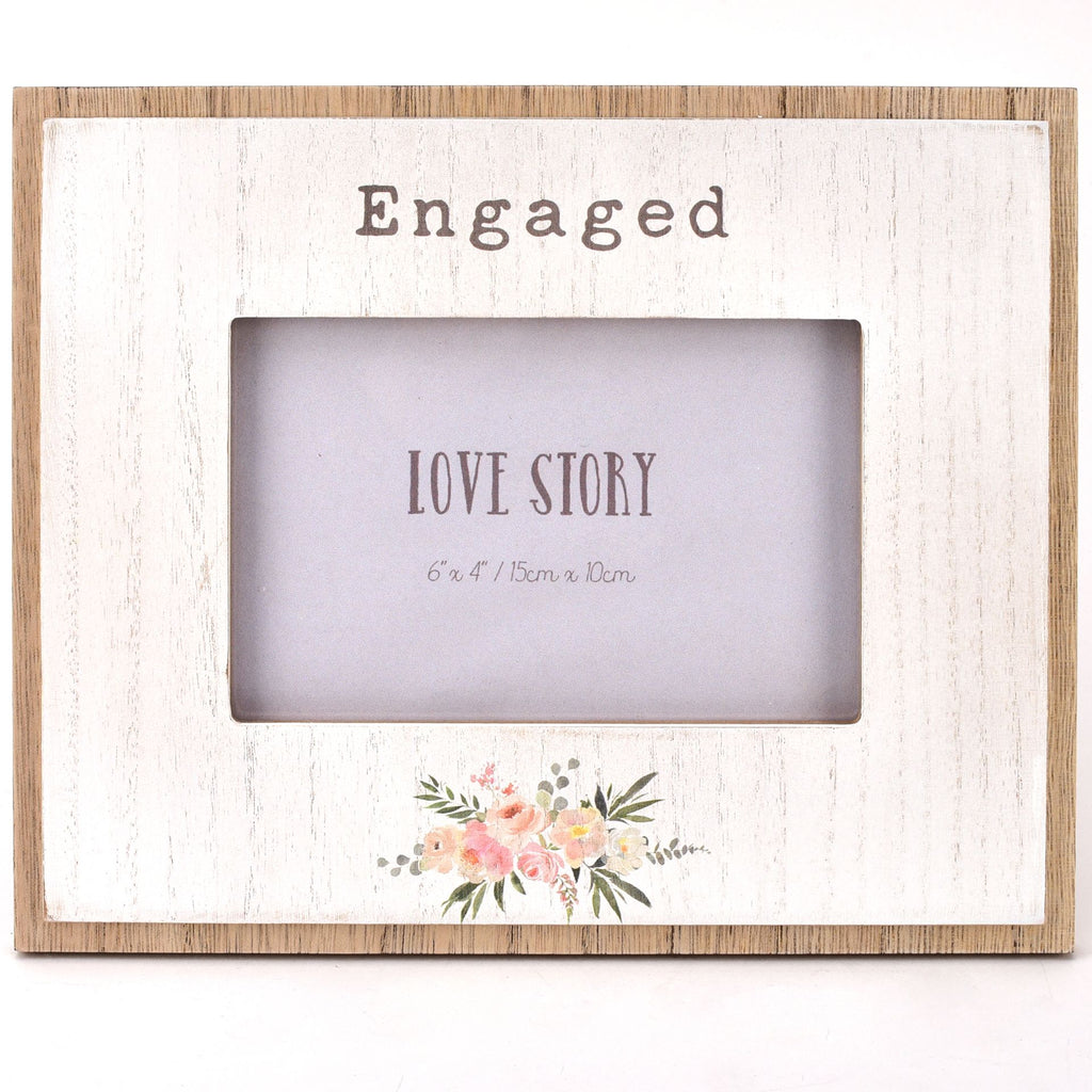 Love Story 6"x4" Wooden Photo Frame Engaged WG998 Widdop & Co - front of picture frame