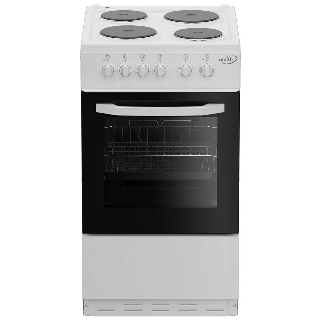 Zenith ZE503W 50cm Single Cavity Cooker - front view of appliance