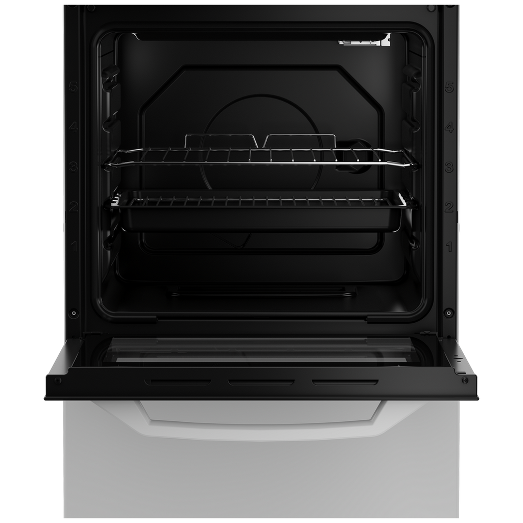 Zenith ZE503W 50cm Single Cavity Cooker - view inside of the oven with door open