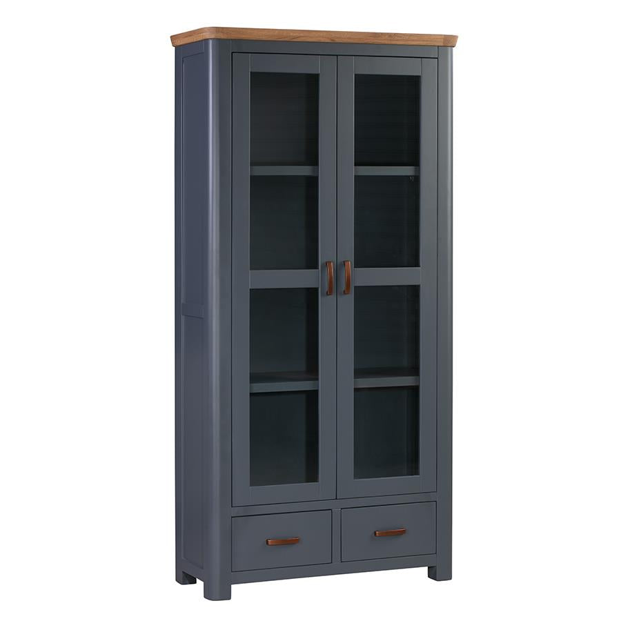 Treviso Painted Glazed Display Cabinet - Midnight Blue