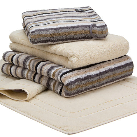 Cawo Lifestyle Stripes Face Cloth Grey/Beige