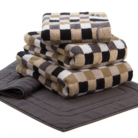 Cawo Lifestyle Beige/Grey Cubes Face Cloth SL7047/37