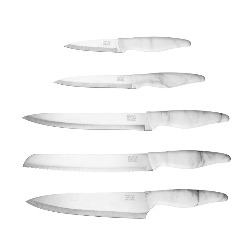 5pc Luxe Marble Effect Knife Block Set