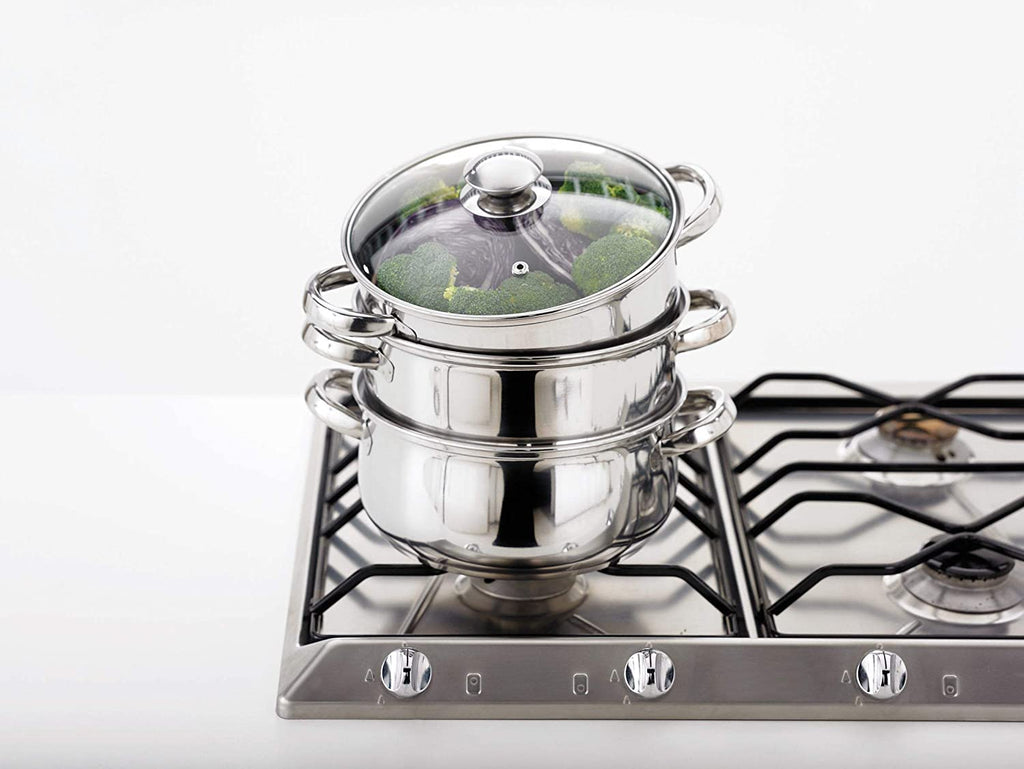 Judge Stainless Steel  Multi Steamer 3 Tier on top of stove