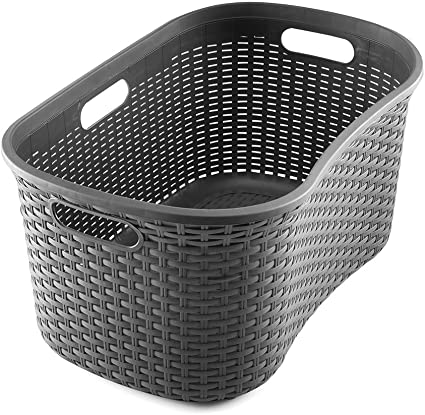 Laundry Basket Faux Rattan Charcoal