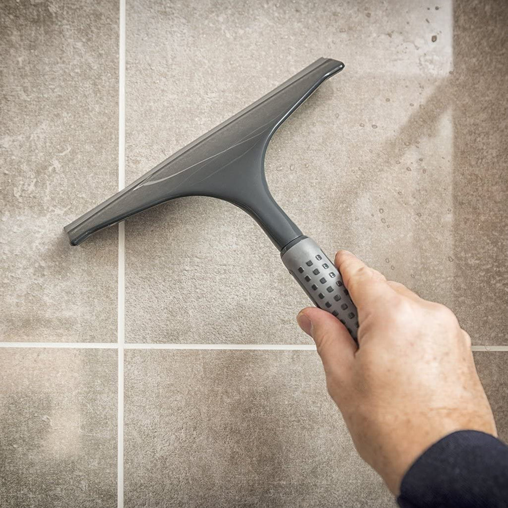 Addis 517699 Comfi Grip Shower Squeegee, Graphite cleaning wet tiles in the shower