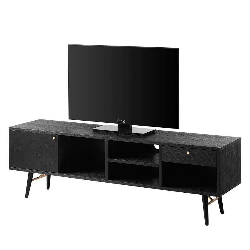 TV Unit black And Copper with Tv on top