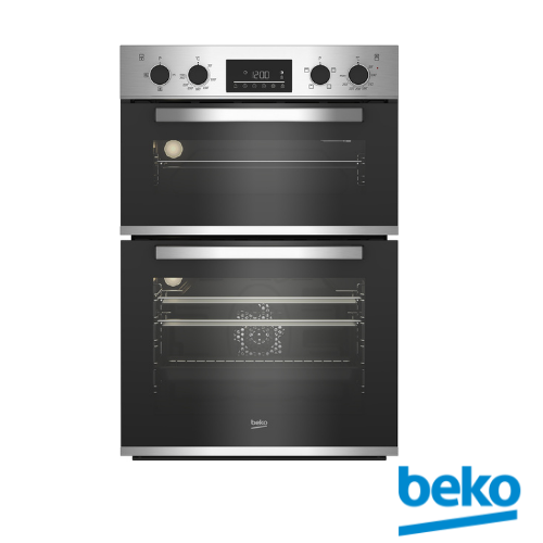 Double Oven Stainless Steel with Beko logo