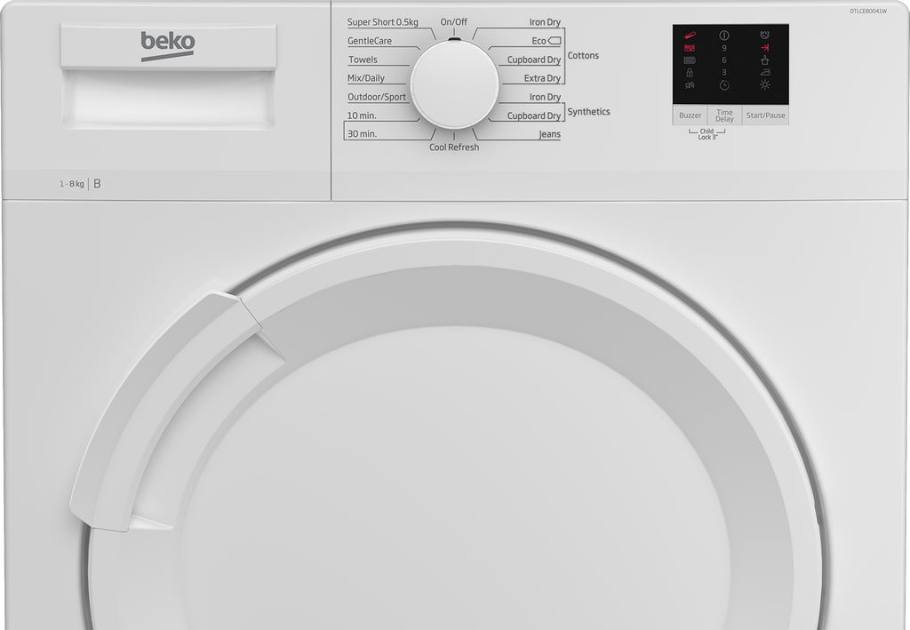 Freestanding 8Kg Condenser Tumble Dryer - White Buttons