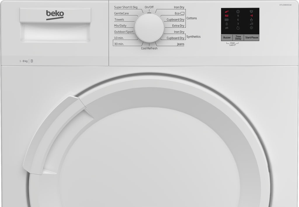 Freestanding 8Kg Condenser Tumble Dryer - White Buttons