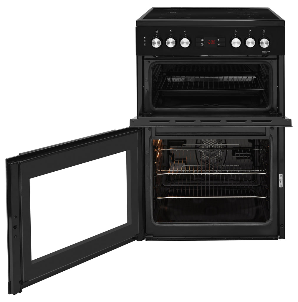Electric Cooker with Ceramic Hob Black opened