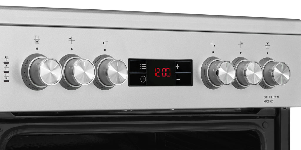 Beko KDC653S 60cm Double Oven Electric Cooker Silver Up close