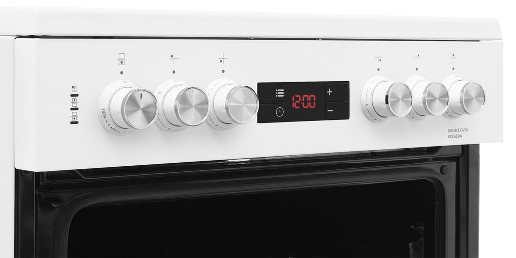 Beko KDC653W Double Oven Electric Cooker White Up close