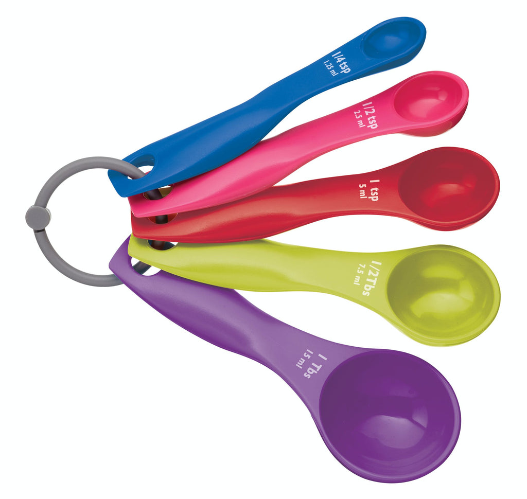 Kitchen Craft 5pc Measuring Spoons in Purple, Green, Red, Pink & Blue