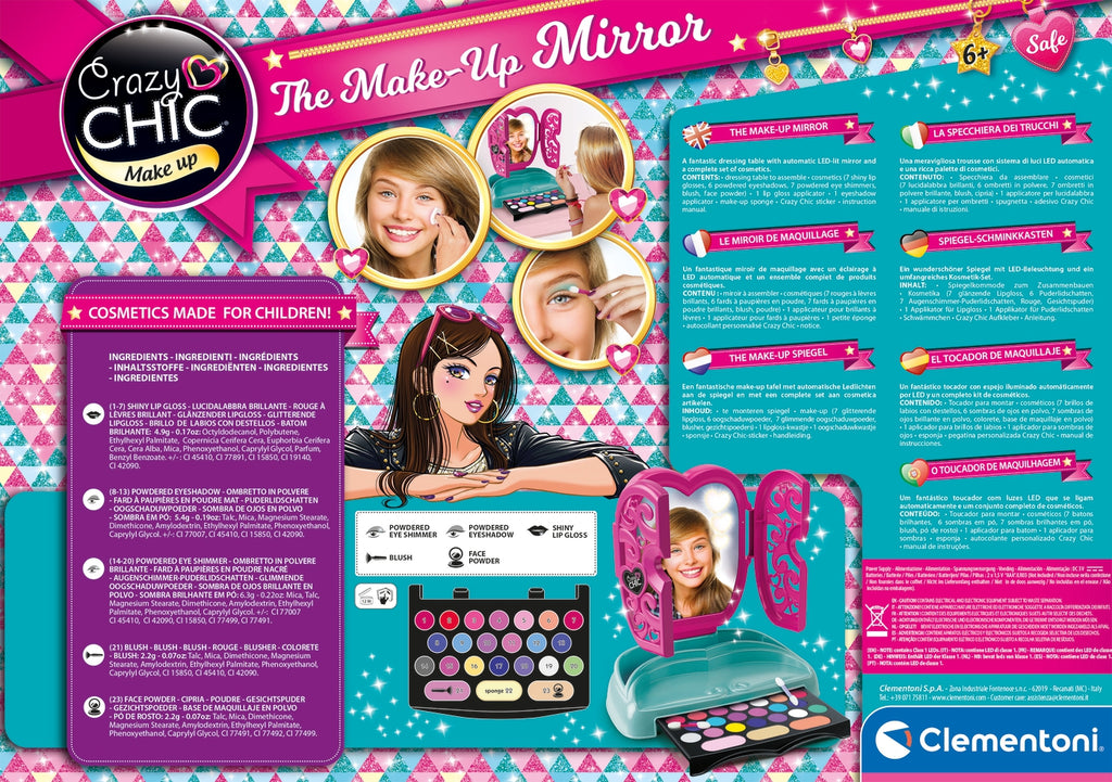 Clementoni Crazy Chic Make Up Mirror Set instructions and details