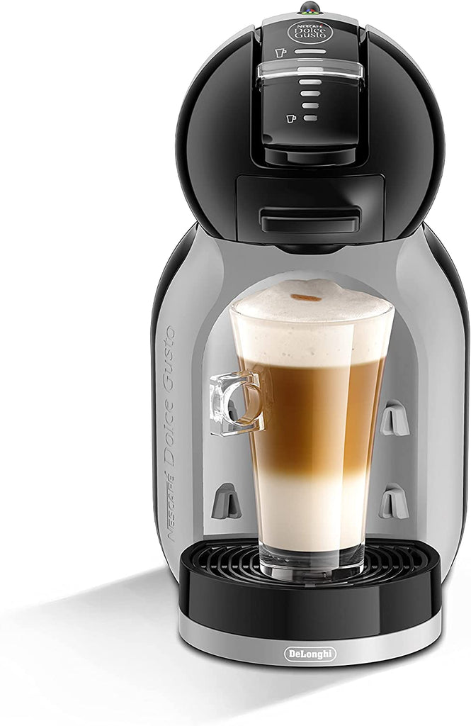 Black & Silver Dolce Gusto Coffeemaker with a latte on a glass