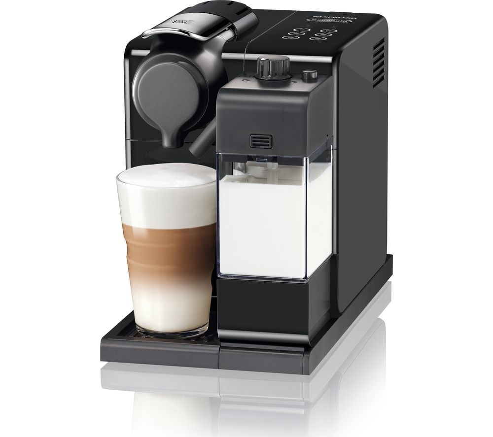 De'Longhi Lattissima Black Coffee Machine with Coffee on the Side