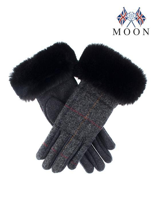 Dents Abraham Moon Fabric Back Glove Charcoal