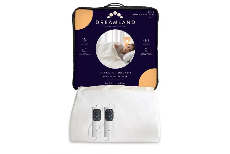 Dreamland 16926 Peaceful Dreams King Dual Control Overblanket showing the blanket