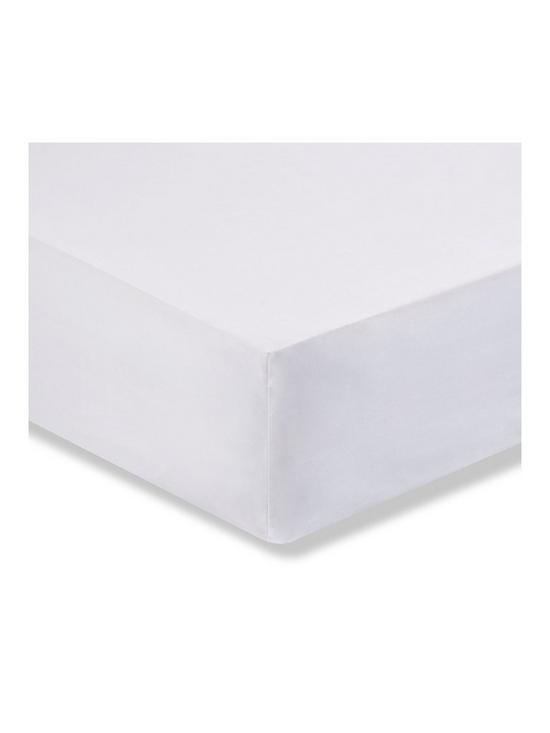 Egyptian Cotton White Double Fitted Sheet Plain Dye Bianca