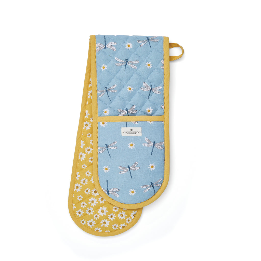  English Meadow Double Oven Glove Blue.