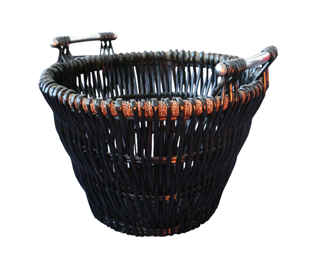 Round Dark Wicker Basket