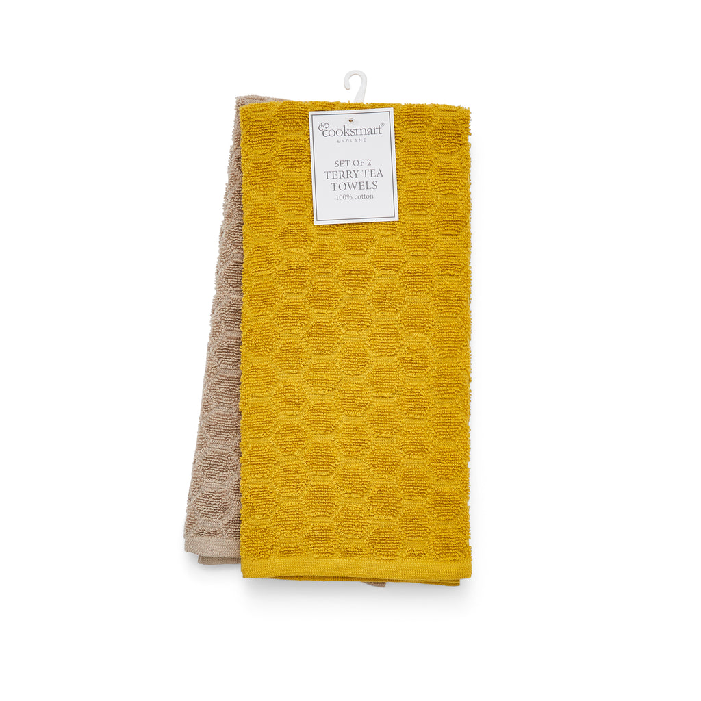 tea Towels Honeycomb, yellow & cream