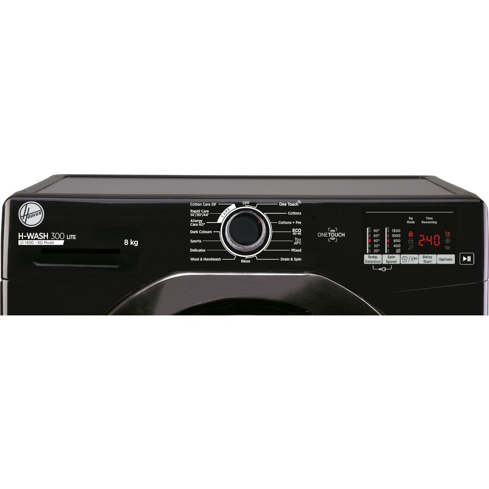 Hoover H3W582DBBE Freestanding 8Kg Washing Machine 1500 Spin - Black - Hoover washing machine buttons