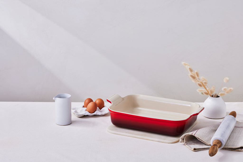 Rectangular Deep Dish Cerise Lifestyle shot