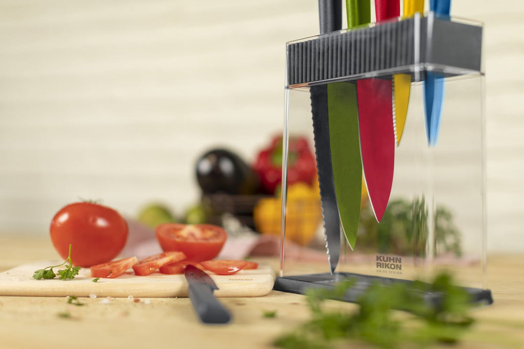 Kuhn Rikon 24263 7pc Colori Knife Set close up of the knife blades