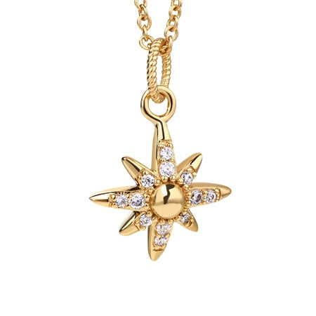 Gold Plated Star Pendant Clear Stones