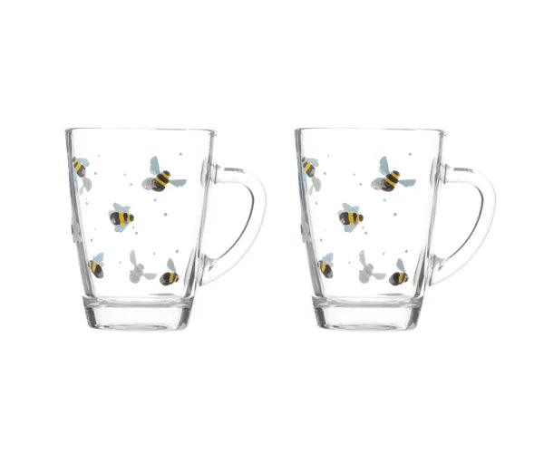 Sweet Bee Set Of 2 Glass Mugs