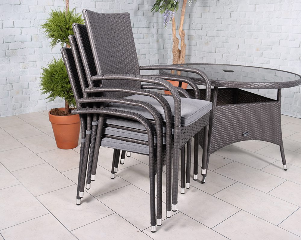 4 Seat Dining Garden Set stackable chairs