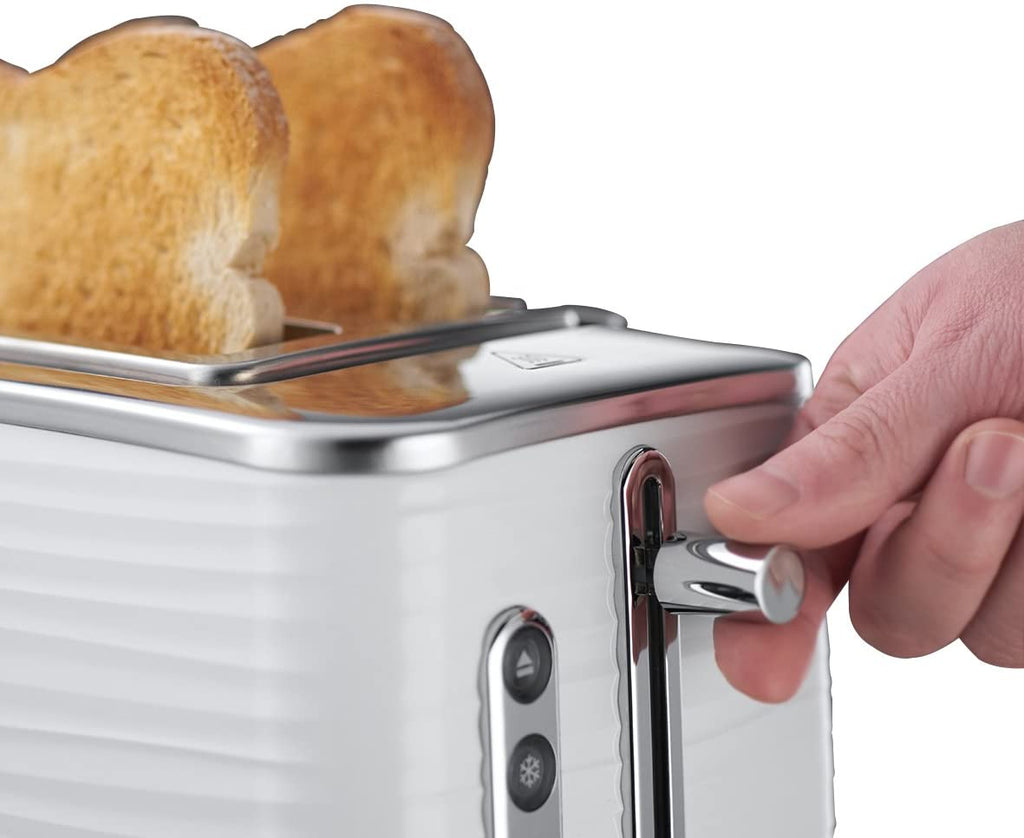 Hand Touching Toaster Lever