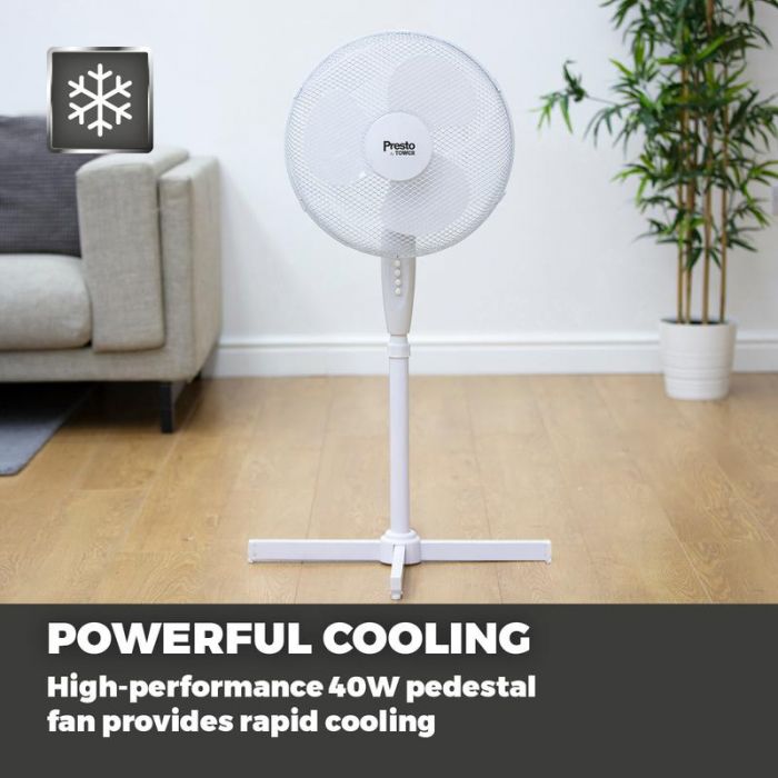 Powerful cooling, high-performance 40W pedestal fan provides rapid cooling