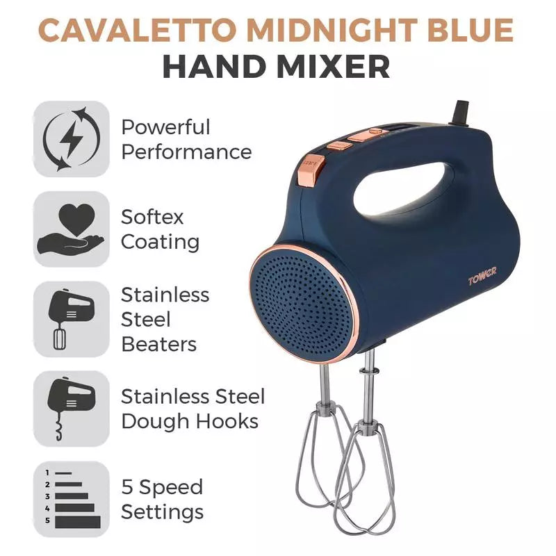 Tower Cavaletto Hand Mixer Midnight Blue features