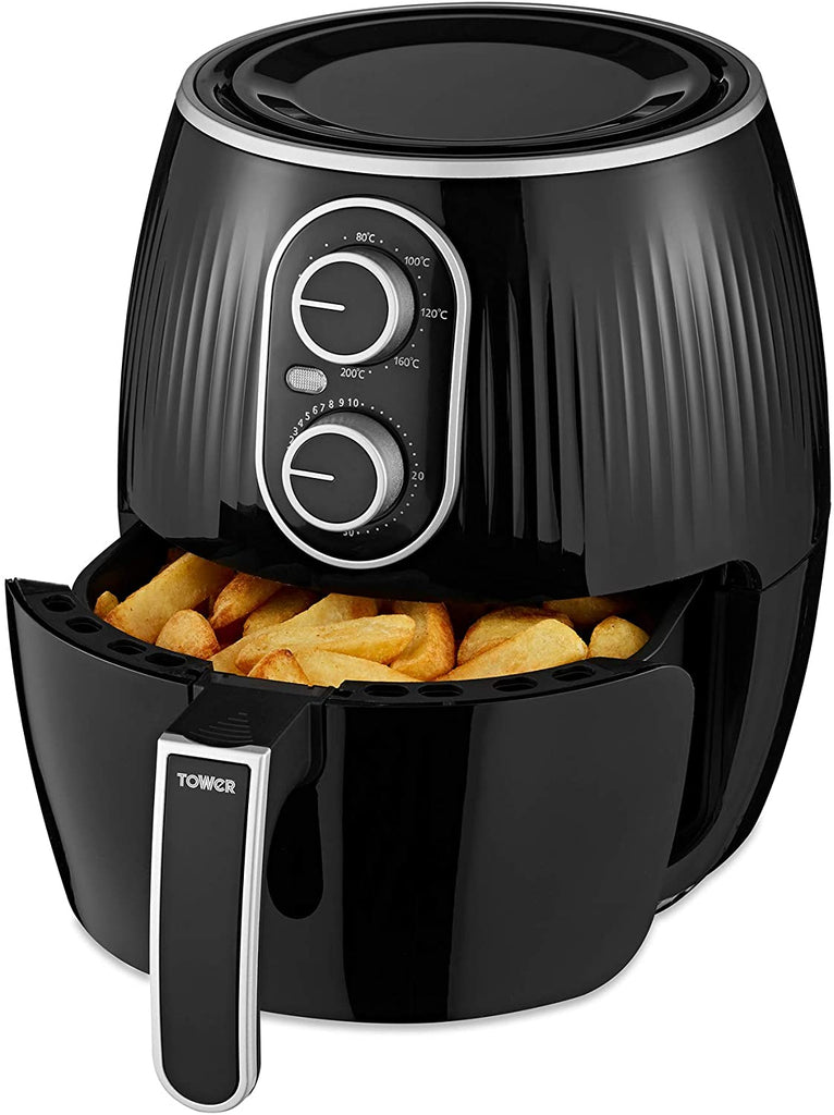 Tower Air Fryer, Black with chips inside