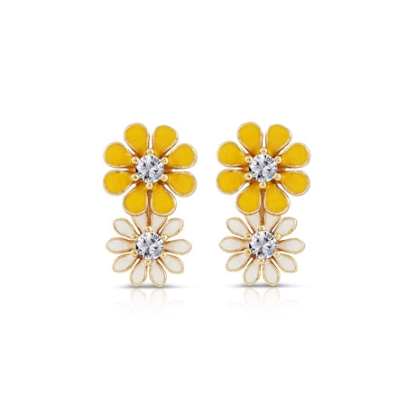 Yellow & White Floral Earrings