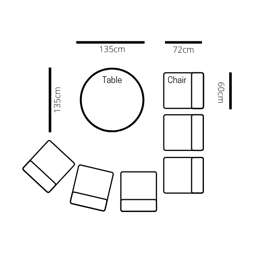 Florence MJT622 6 Seat Round Set Dark Grey dimensions